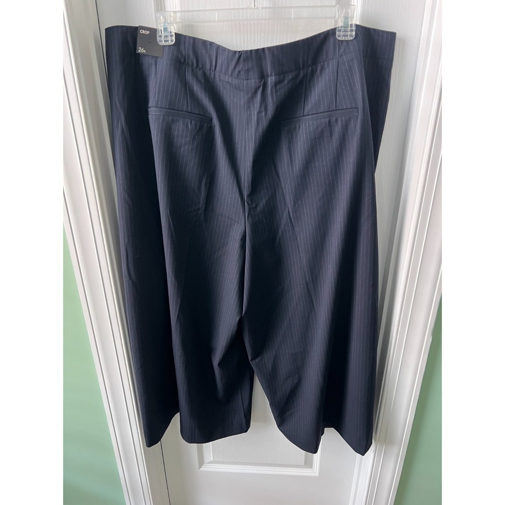 Lane Bryant Womens‎ Pants Black Pin Stripe Wide Leg Crop Sailor Gold Button 26R - Picture 5 of 6